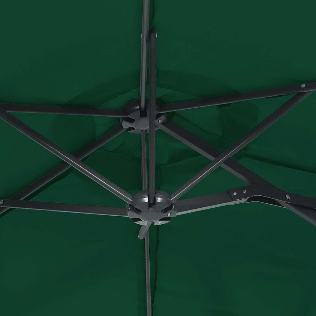 vidaXL Double-Head Garden Parasol with LEDs Green 316x145 cm