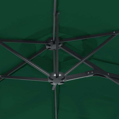 vidaXL Double-Head Garden Parasol with LEDs Green 316x145 cm