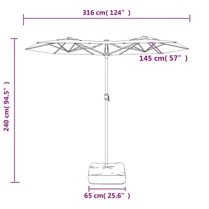 vidaXL Double-Head Garden Parasol with LEDs Green 316x145 cm