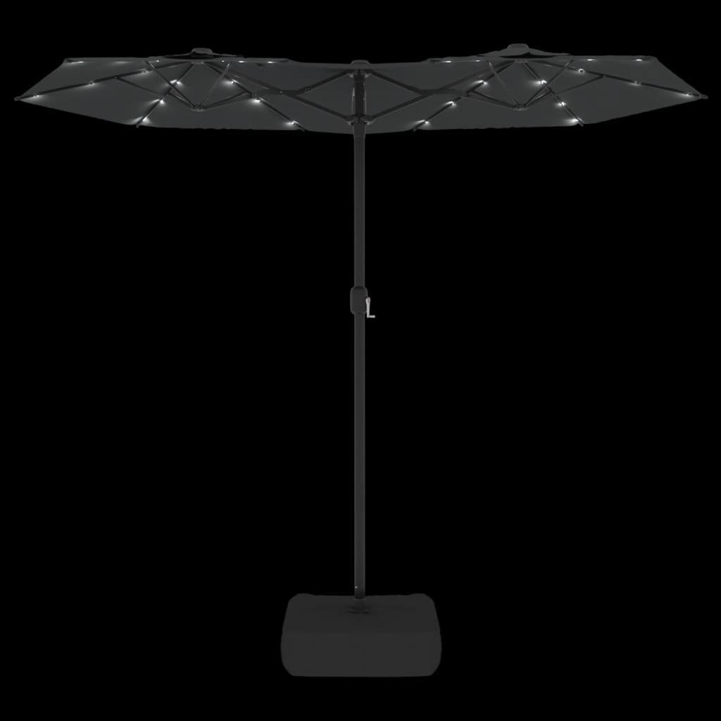 vidaXL Double-Head Garden Parasol with LEDs Anthracite 316x145 cm