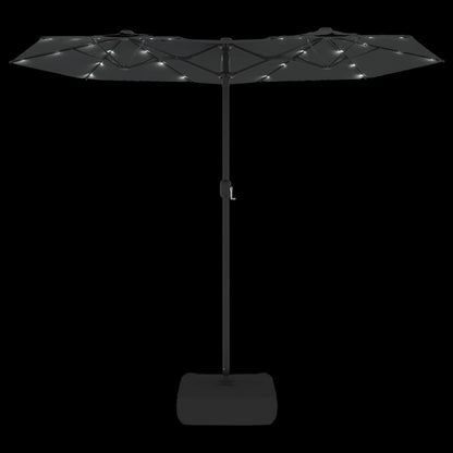 vidaXL Double-Head Garden Parasol with LEDs Anthracite 316x145 cm