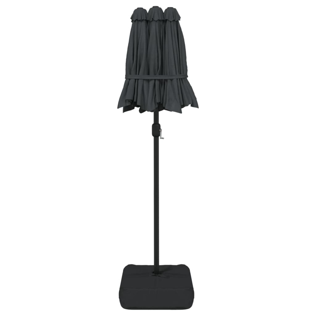 vidaXL Double-Head Garden Parasol with LEDs Anthracite 316x145 cm