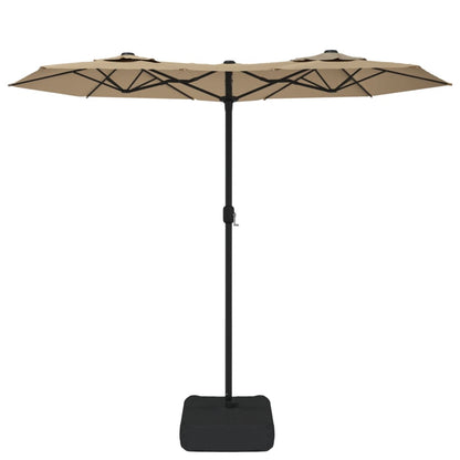 vidaXL Double-Head Garden Parasol with LEDs Taupe 316x145 cm