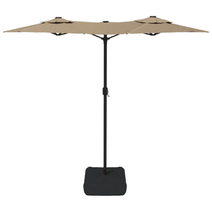 vidaXL Double-Head Garden Parasol with LEDs Taupe 316x145 cm