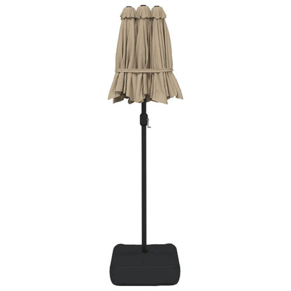 vidaXL Double-Head Garden Parasol with LEDs Taupe 316x145 cm