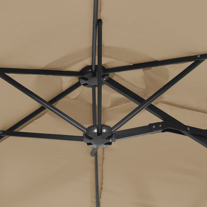 vidaXL Double-Head Garden Parasol with LEDs Taupe 316x145 cm