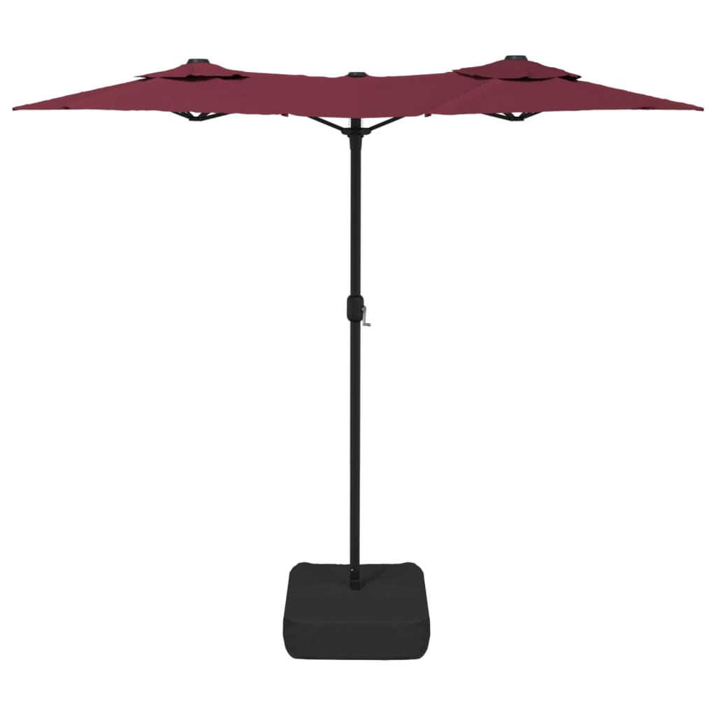 vidaXL Double-Head Garden Parasol with LEDs Bordeaux Red 316x145 cm