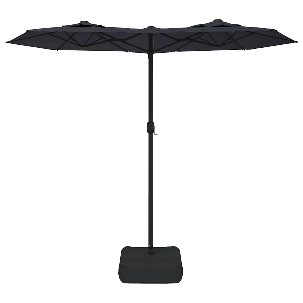 vidaXL Double-Head Garden Parasol with LEDs Black 316x145 cm