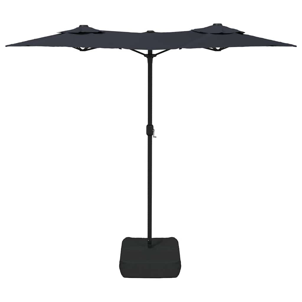 vidaXL Double-Head Garden Parasol with LEDs Black 316x145 cm
