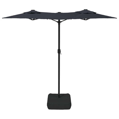 vidaXL Double-Head Garden Parasol with LEDs Black 316x145 cm