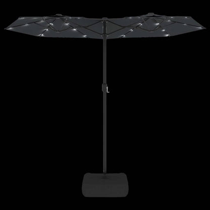vidaXL Double-Head Garden Parasol with LEDs Black 316x145 cm