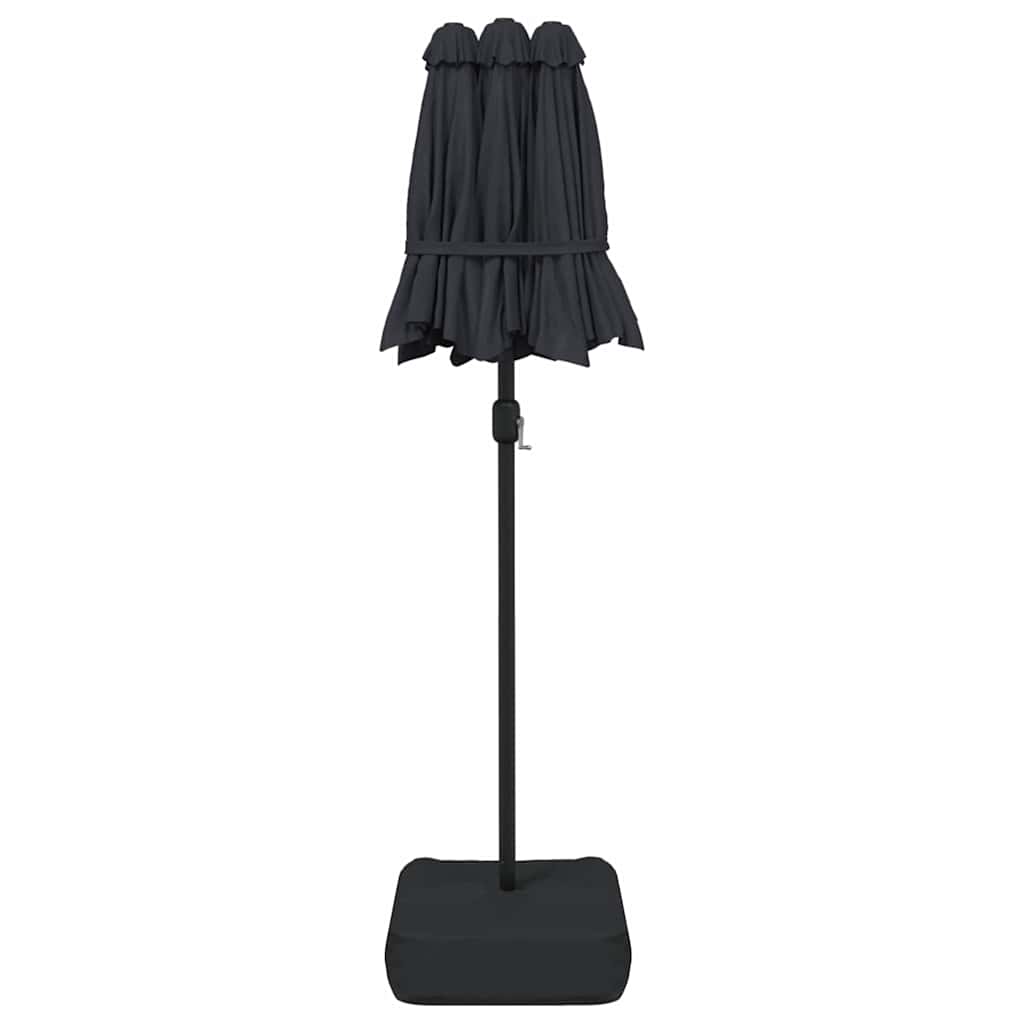 vidaXL Double-Head Garden Parasol with LEDs Black 316x145 cm