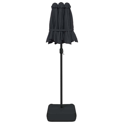 vidaXL Double-Head Garden Parasol with LEDs Black 316x145 cm