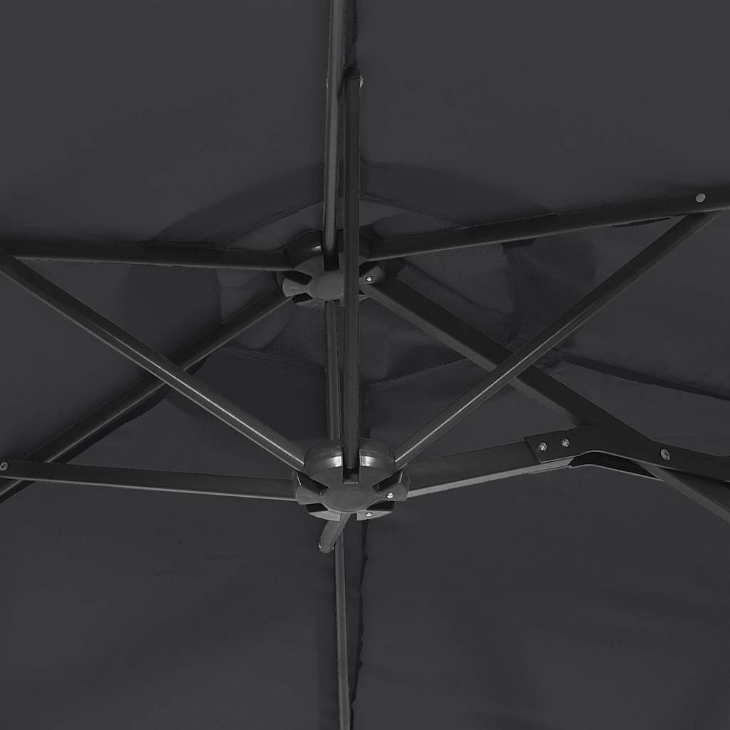 vidaXL Double-Head Garden Parasol with LEDs Black 316x145 cm