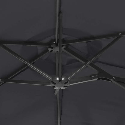 vidaXL Double-Head Garden Parasol with LEDs Black 316x145 cm