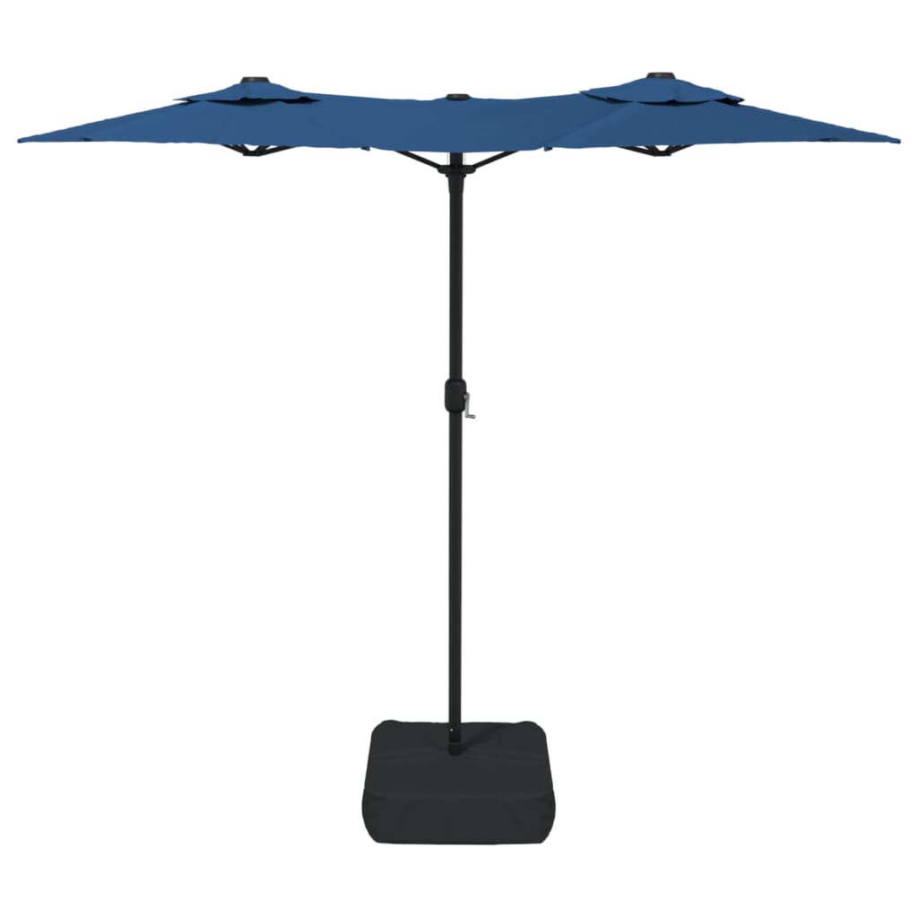 vidaXL Double-Head Garden Parasol with LEDs Azure Blue 316x145 cm