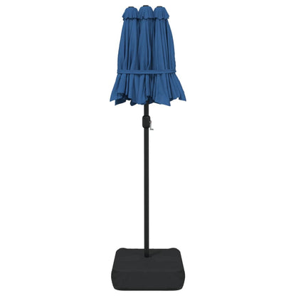 vidaXL Double-Head Garden Parasol with LEDs Azure Blue 316x145 cm