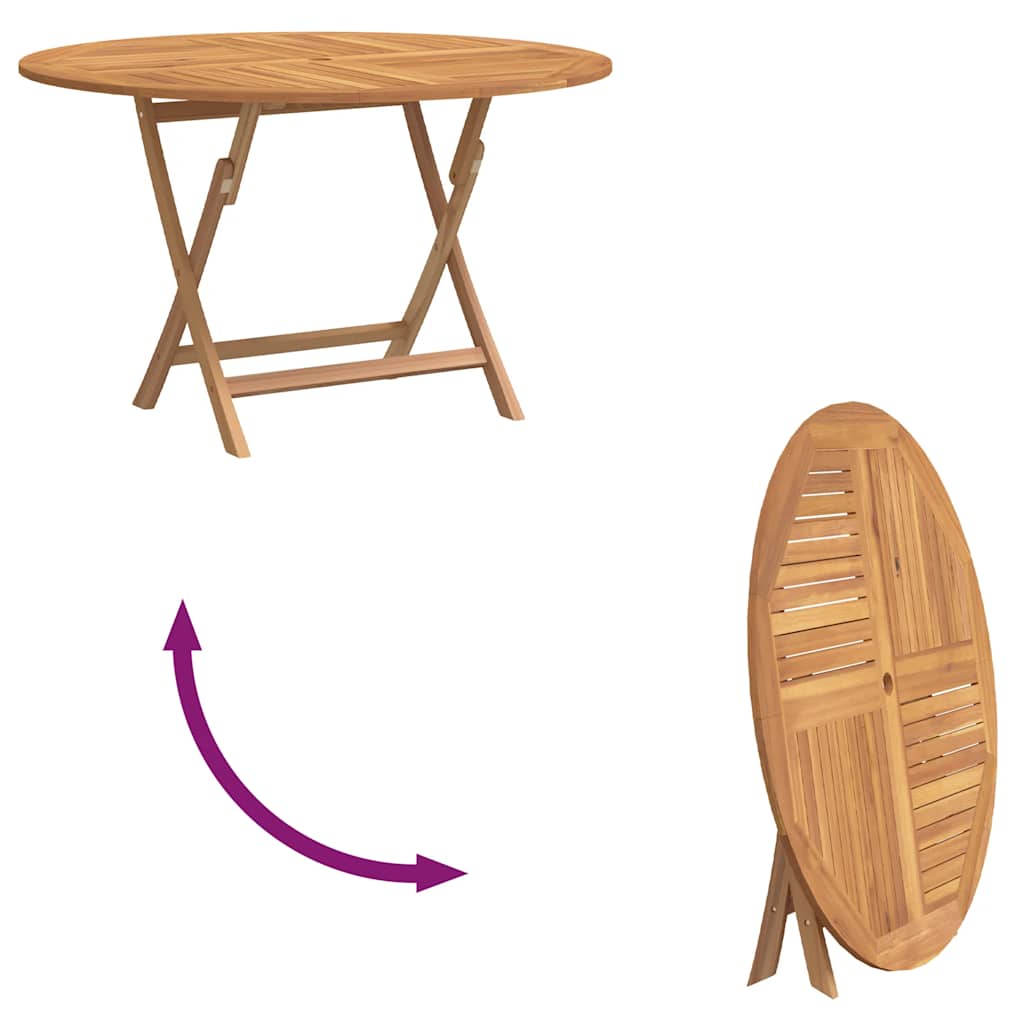 vidaXL Folding Garden Table Ø 110x75 cm Solid Wood Teak