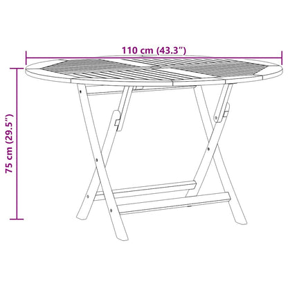 vidaXL Folding Garden Table Ø 110x75 cm Solid Wood Teak