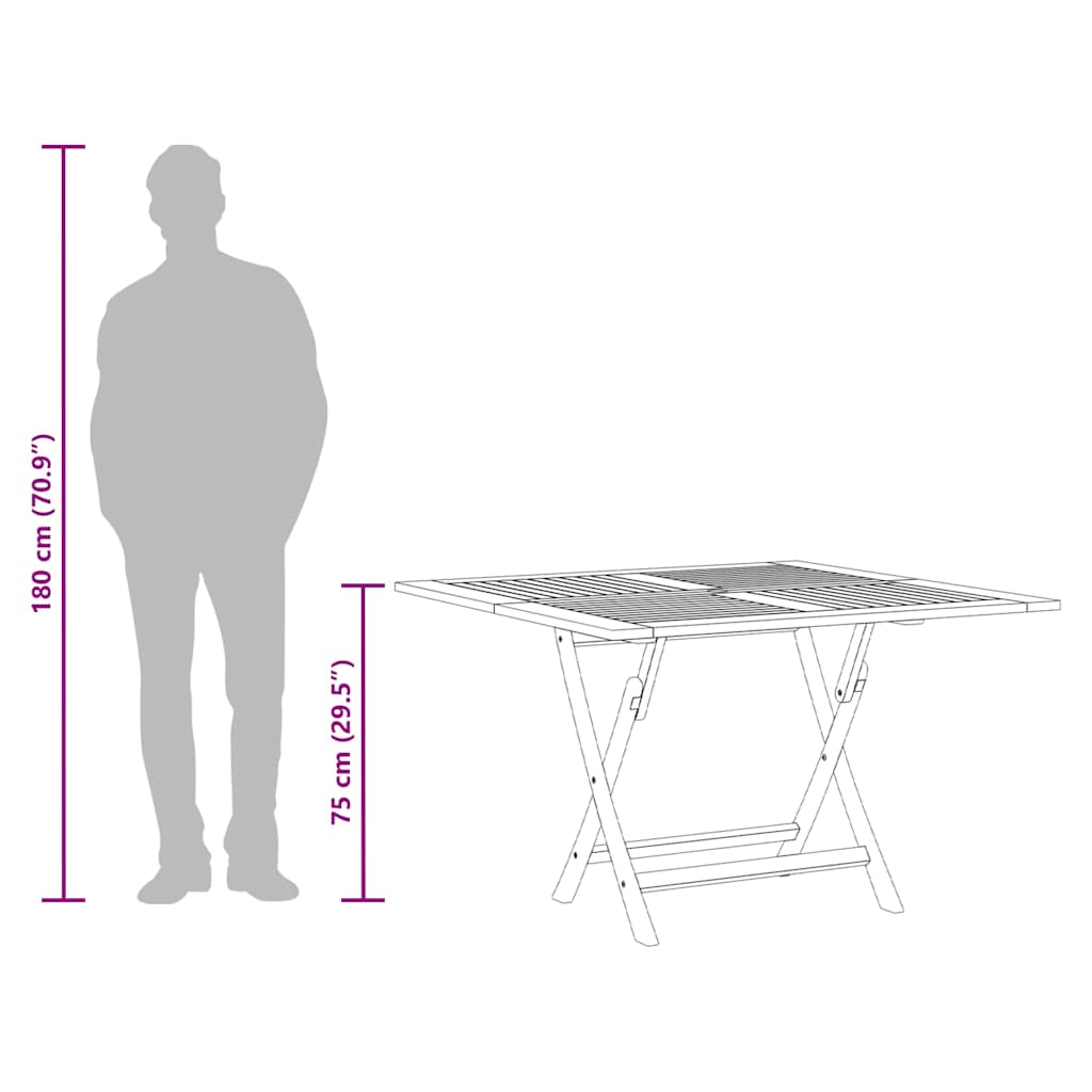 vidaXL Folding Garden Table Ø 110x75 cm Solid Wood Teak