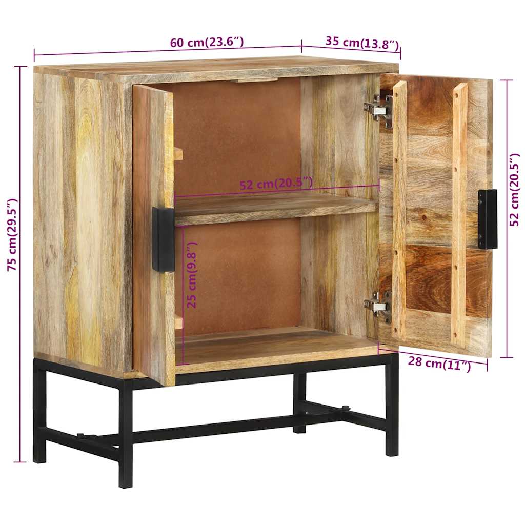 vidaXL Sideboard 60x35x75 cm Solid Wood Mango