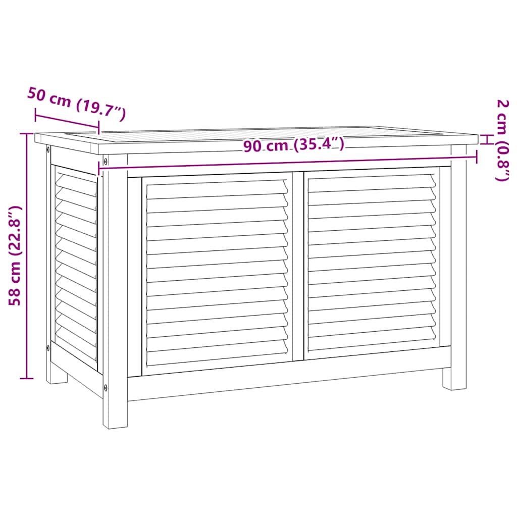vidaXL Garden Storage Box with Bag 90x50x58 cm Solid Wood Teak