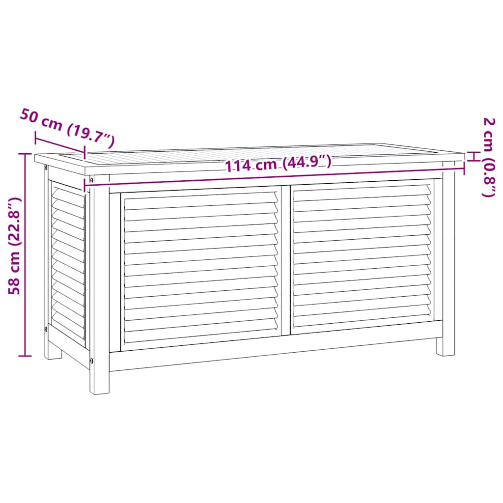 vidaXL Garden Storage Box with Bag 114x50x58 cm Solid Wood Teak