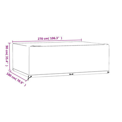 vidaXL Garden Furniture Cover 12 Eyelets 270x180x90 cm Rrectangular