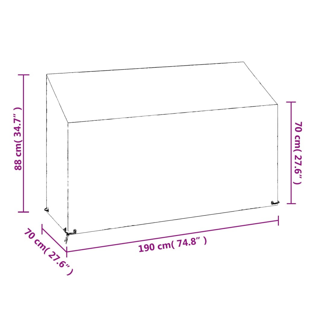 vidaXL Garden Bench Cover 8 Eyelets 190x70x70/88 cm Polyethylene