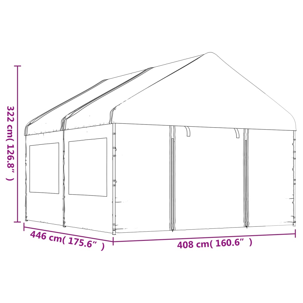 vidaXL Gazebo with Roof White 4.46x4.08x3.22 m Polyethylene