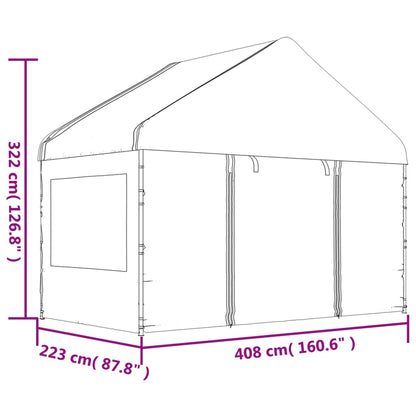vidaXL Gazebo with Roof White 4.46x4.08x3.22 m Polyethylene