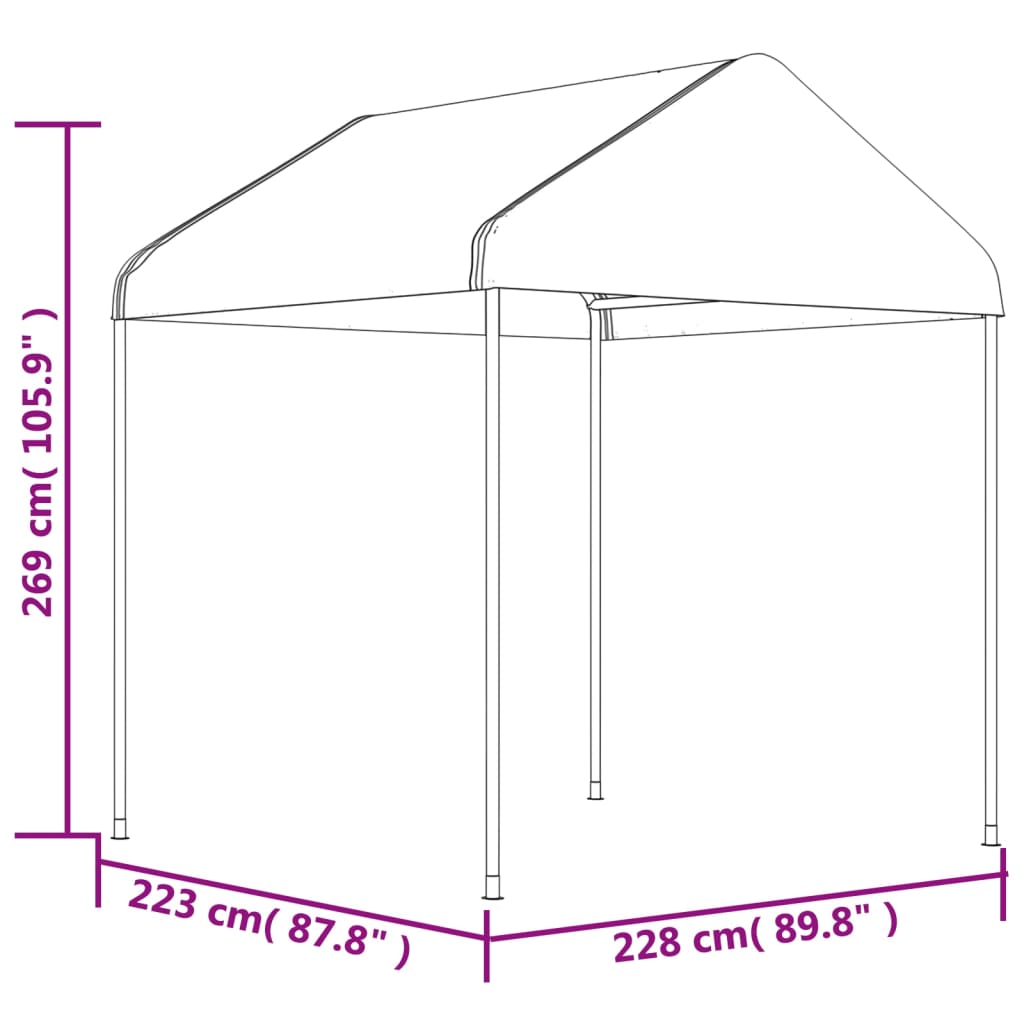 vidaXL Gazebo with Roof White 15.61x2.28x2.69 m Polyethylene
