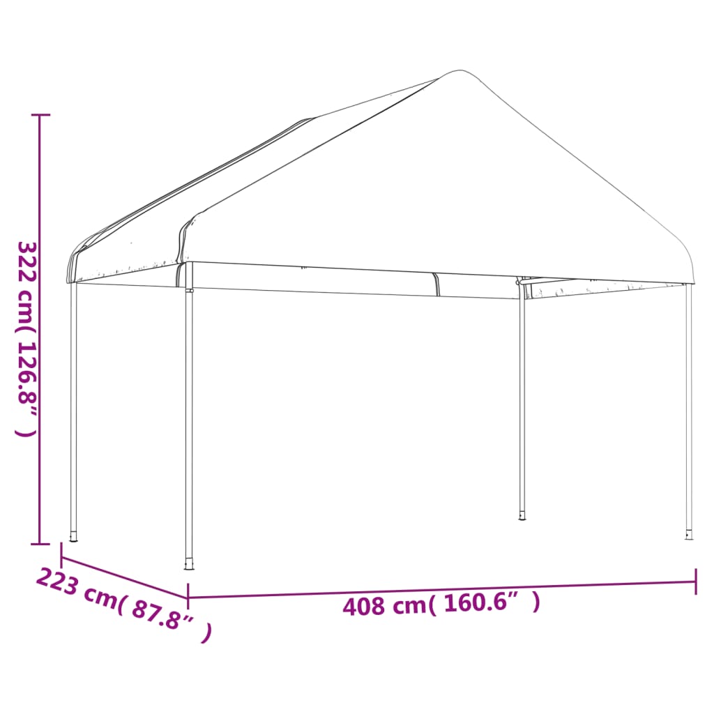 vidaXL Gazebo with Roof White 4.46x4.08x3.22 m Polyethylene