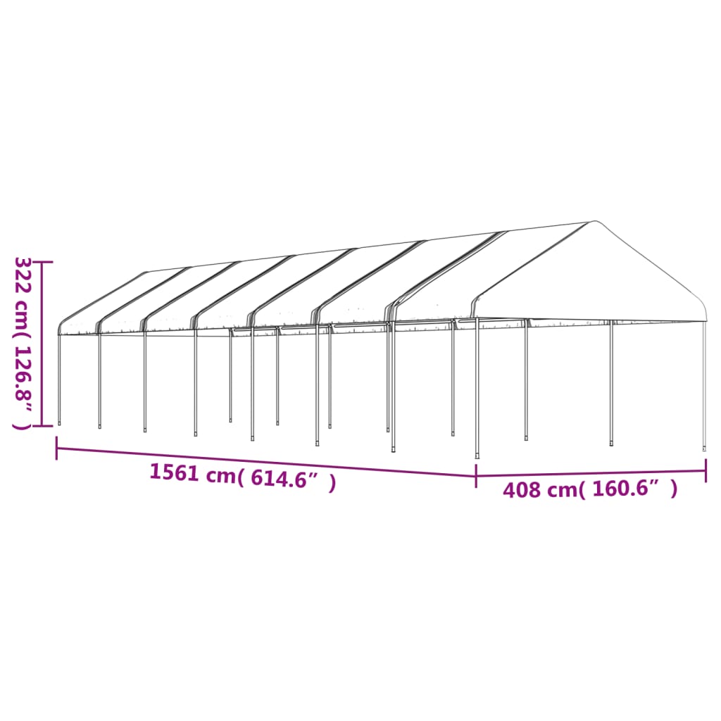 vidaXL Gazebo With Roof | White | Polyethylene, galvanised steel | Large