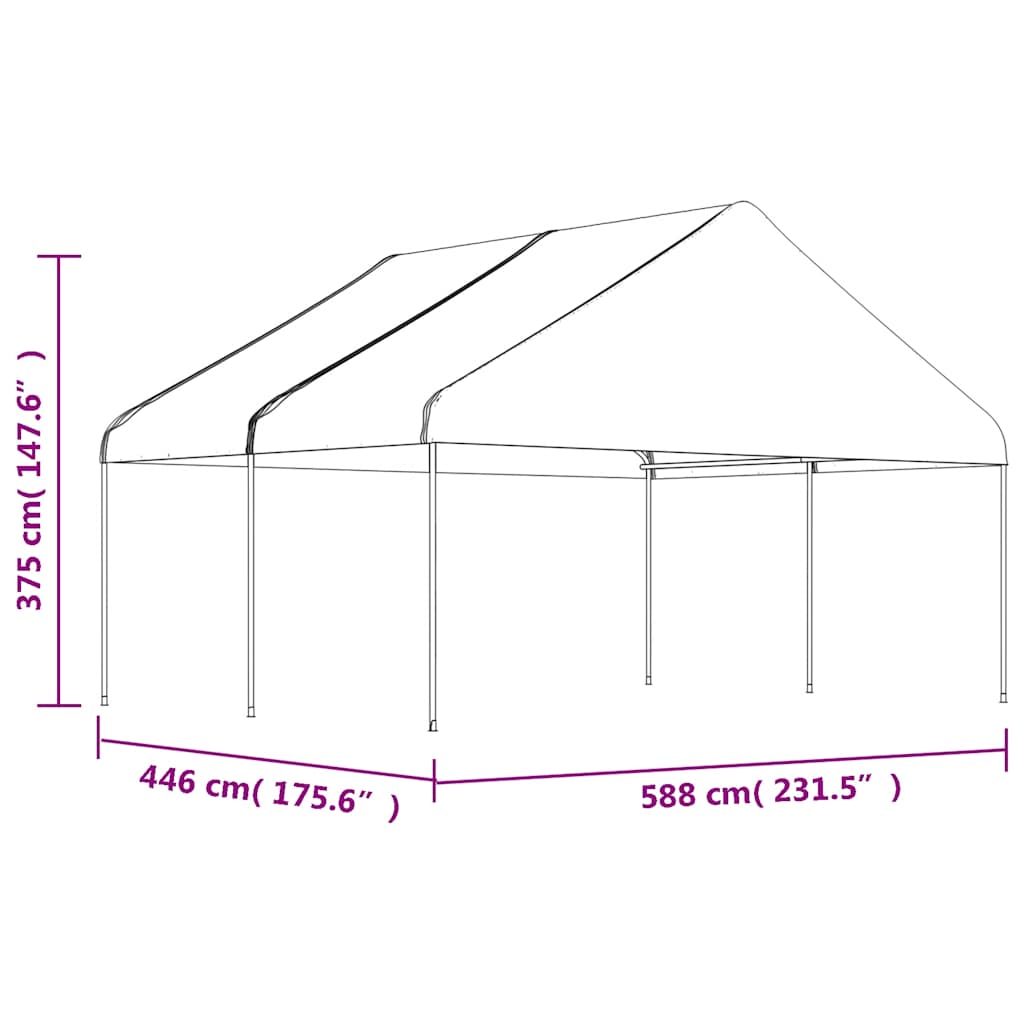 vidaXL Gazebo with Roof White 4,46x5,88x3,75 m Polyethylene