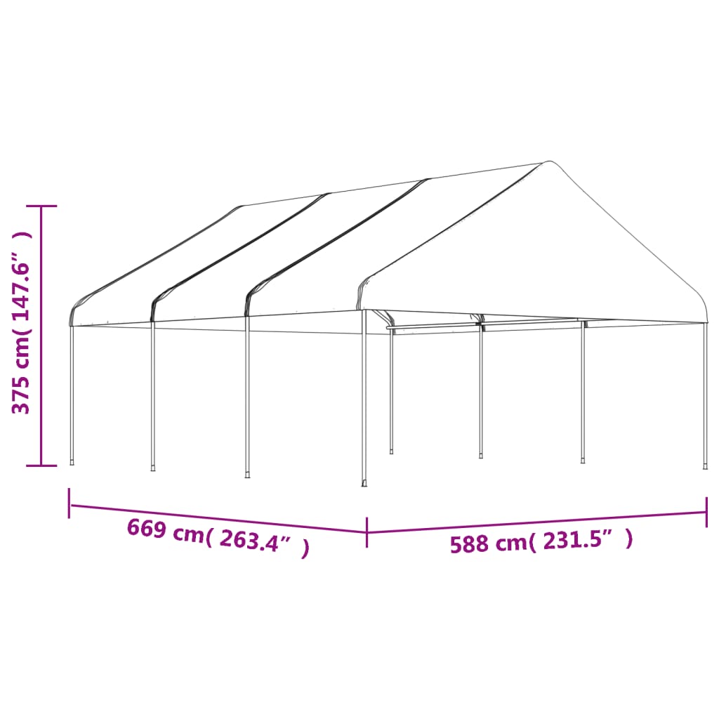 vidaXL Gazebo with Roof White 6,69x5,88x3,75 m Polyethylene