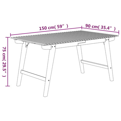 vidaXL Garden Table 150x90x75 cm Solid Wood Acacia