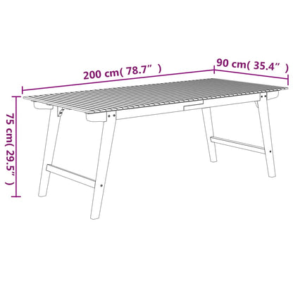 vidaXL Garden Table 200x90x75 cm Solid Wood Acacia