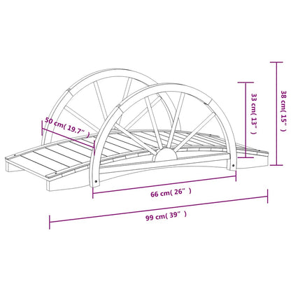 vidaXL Garden Bridge with Half-wheel 99x50x38 cm Solid Wood Fir