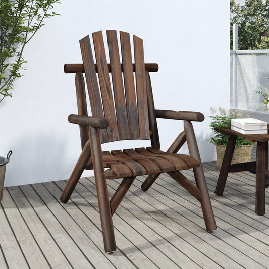 vidaXL Garden Chair | Burned wood look | Solid Spruce Wood | Standard | Durable