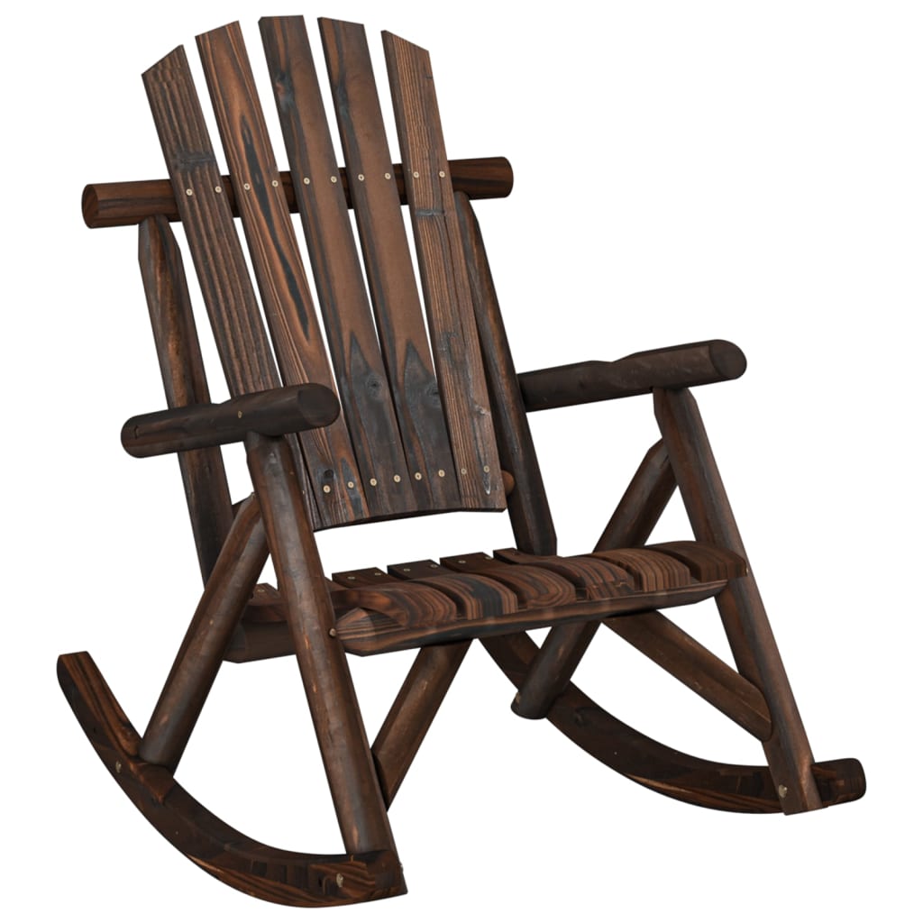 vidaXL Garden Rocking Chair | Burned Wood Finish | Solid Spruce Wood | Standard