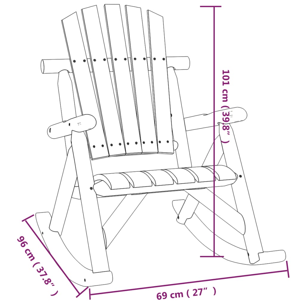 vidaXL Garden Rocking Chair | Burned Wood Finish | Solid Spruce Wood | Standard