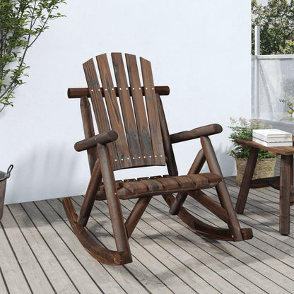 vidaXL Garden Rocking Chair | Burned Wood Finish | Solid Spruce Wood | Standard