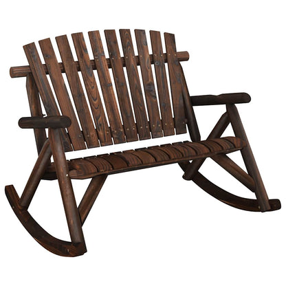 vidaXL Garden Rocking Bench | Burned look | Solid spruce wood | 2-Seater