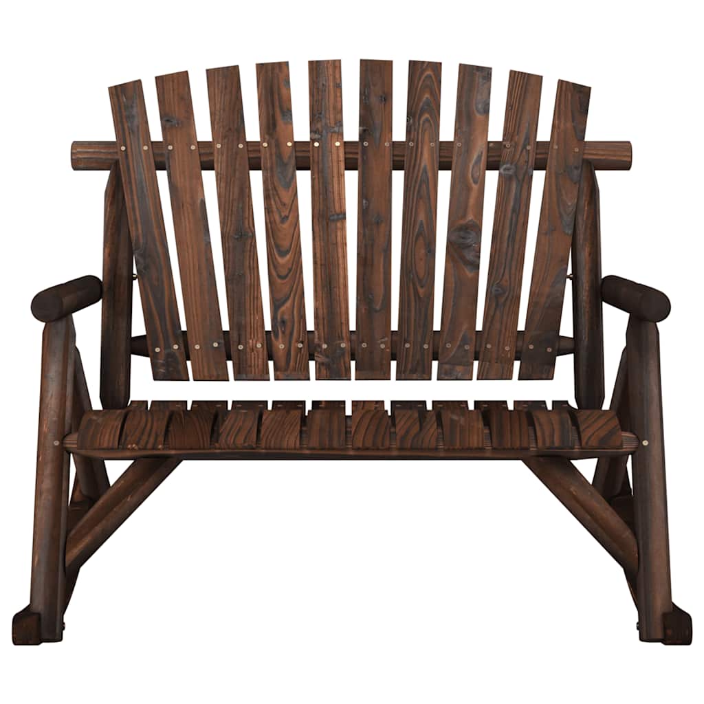 vidaXL Garden Rocking Bench | Burned look | Solid spruce wood | 2-Seater