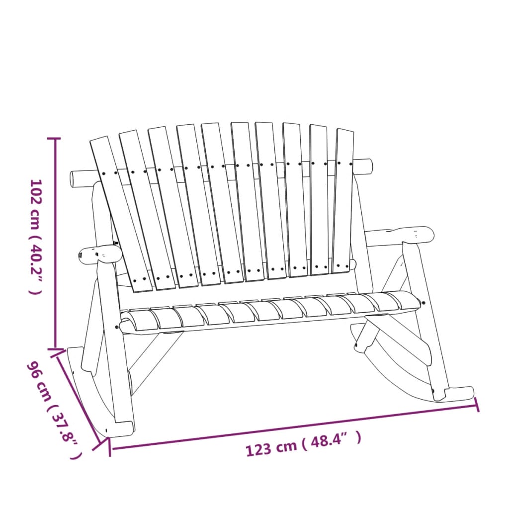 vidaXL Garden Rocking Bench | Burned look | Solid spruce wood | 2-Seater