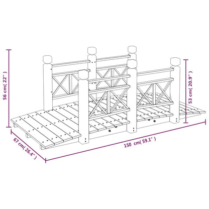 vidaXL Garden Bridge with Railings 150x67x56cm Solid Wood Spruce