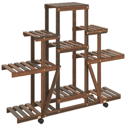 vidaXL Flower Stand with Wheels 110x25x101 cm Solid Wood Fir