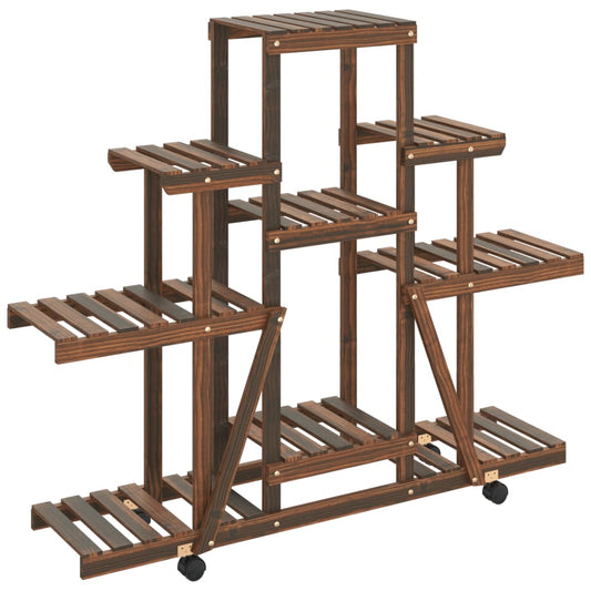 vidaXL Flower Stand with Wheels 110x25x101 cm Solid Wood Fir