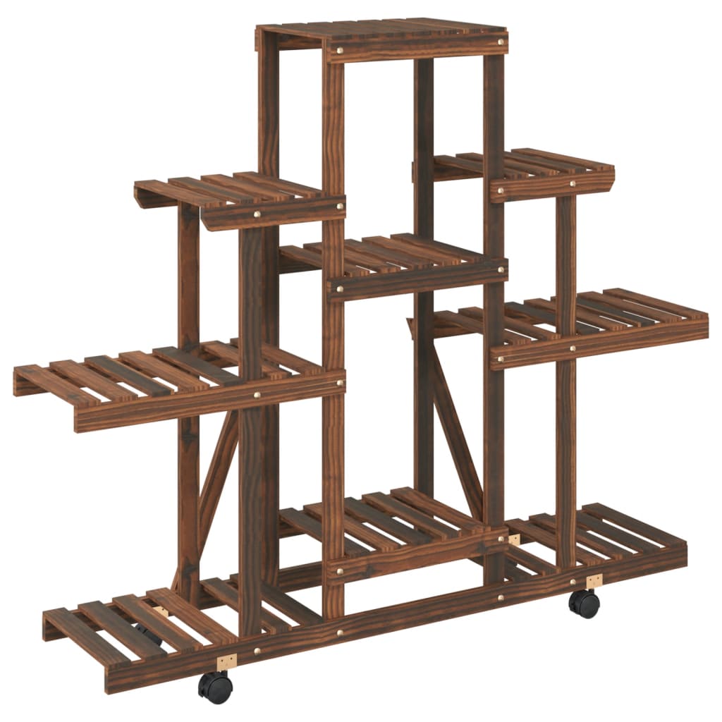 vidaXL Flower Stand with Wheels 110x25x101 cm Solid Wood Fir